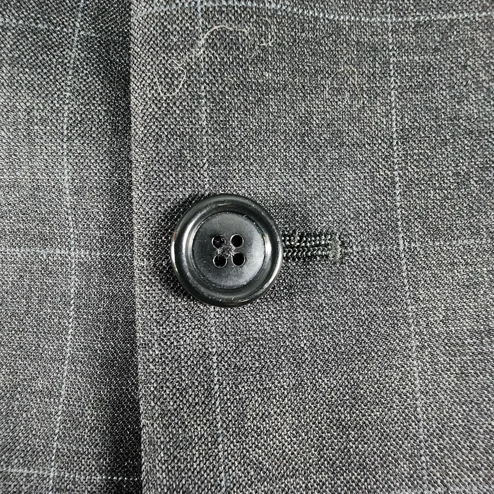 JOS‎ A BANK Men's Blazer 42L Wool Gray Windowpane Sport Coat Suit Jacket